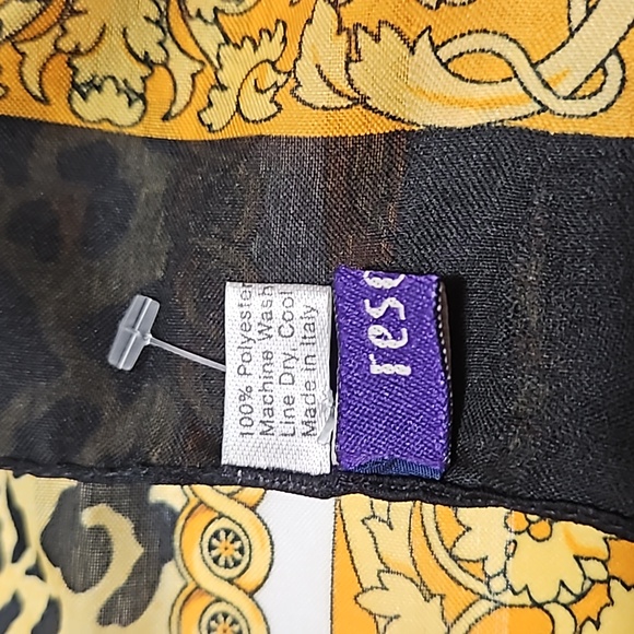 Resource Italian Made Polyester Black & Gold Scarf #W-794 - Picture 4 of 7